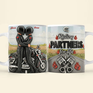 Biker Couple Coffee Mug - Personalized Gifts For Couple Coffee Mug 04NATA230126
