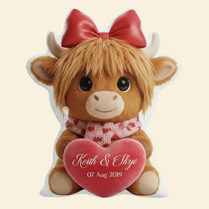 Highland Cow Valentine Custom Shaped Pillow - Personalized Gifts For Couple 03hyta161225