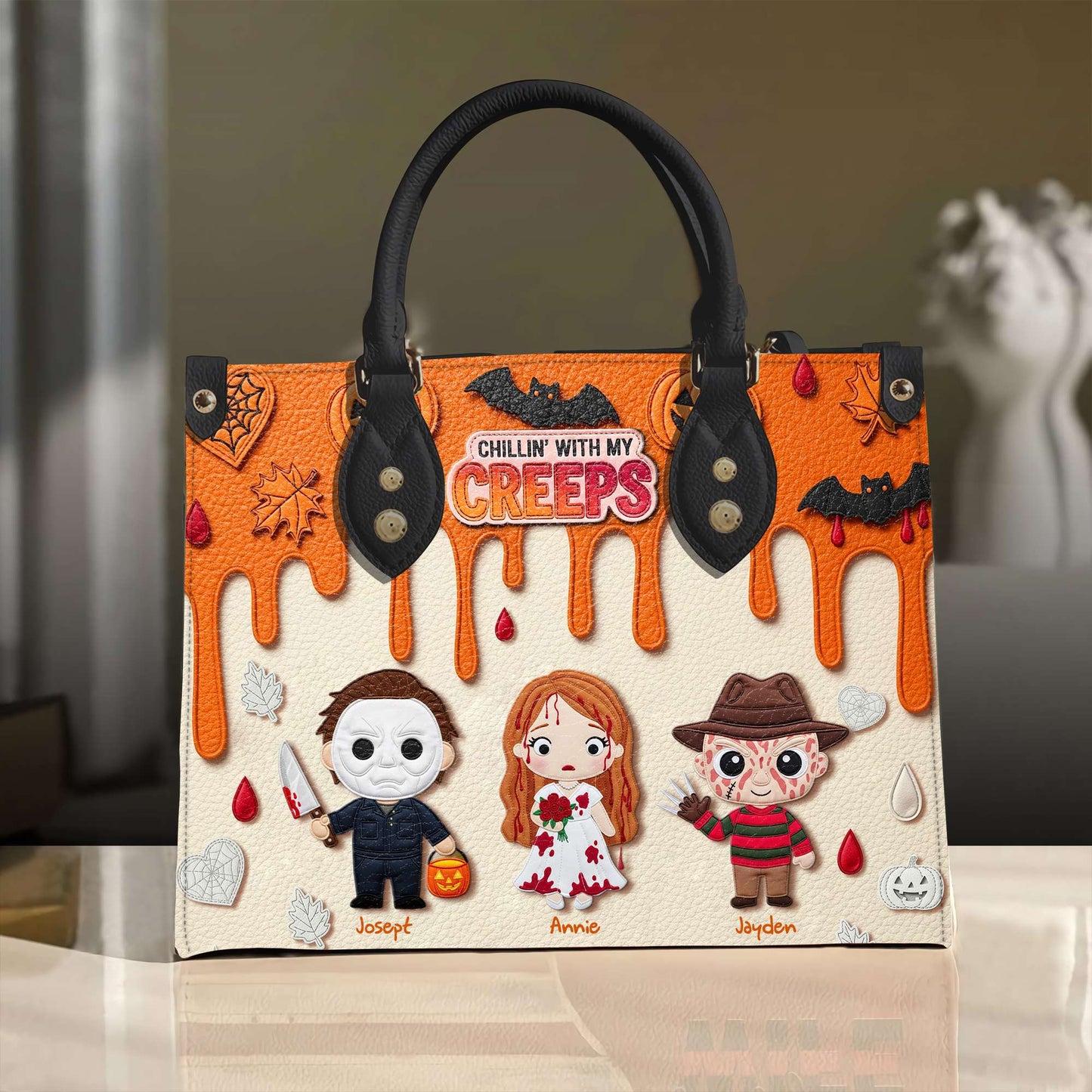 Cute Halloween Creep Leather Bag - Personalized Gift For Mom & Grandma 02QHLU200825
