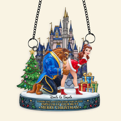Cheeky Kiss Couple Suncatcher - Personalized Chritsmas Gift For Couples 07OHLU170925