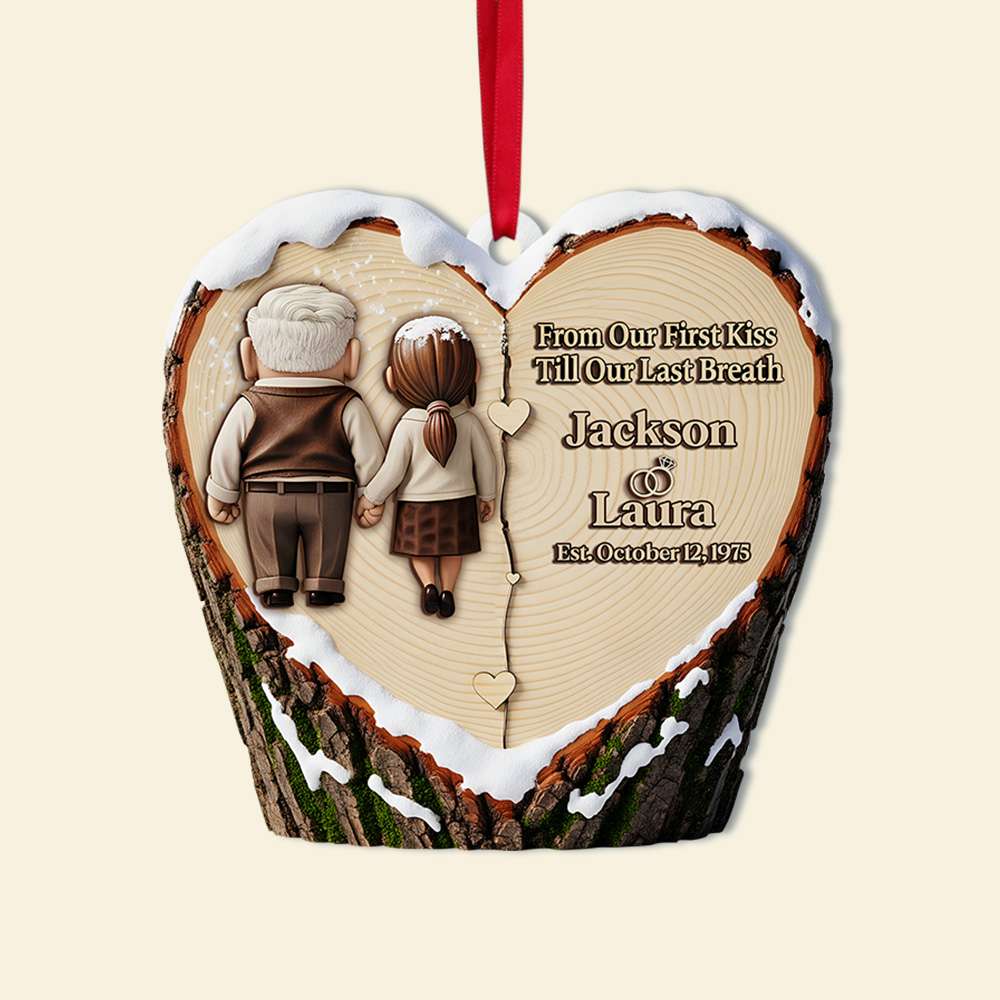 Holding Hands Old Couple Ornament - Personalized Christmas Anniversary Gifts For Couple 01OHLU110825