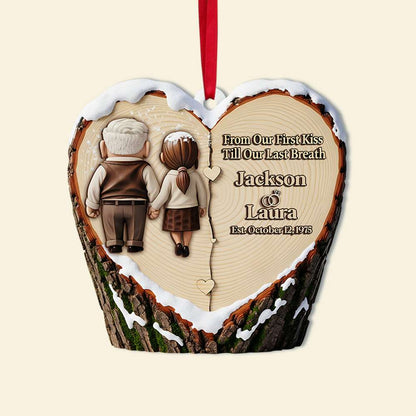 Holding Hands Old Couple Ornament - Personalized Christmas Anniversary Gifts For Couple 01OHLU110825