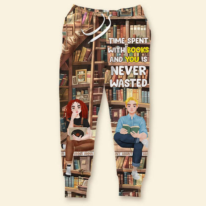 Personalized Gifts For Couple Unisex Joggers Sweatpants, Time Spent With Books Is Never Wasted 04TGLU281124PA - Shorts and Pants - GoDuckee