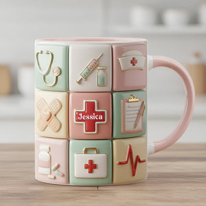 Medical Patchwork Accent Mug - Personalized Gifts For Nurses 01TOLU281025