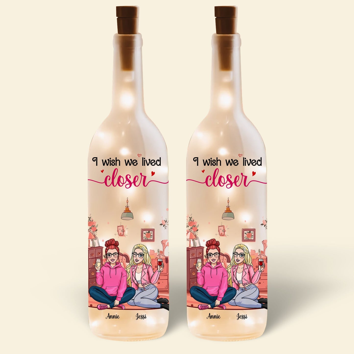 Personalized Gift For Bestie Bottle Lamp I Wish We Lived Closer 01XQLU170225HH-Homacus