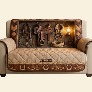 Horse Workshop Sofa Cover - Personalized Gifts For Horse Lover Quilted Sofa Cover 04KITA280126