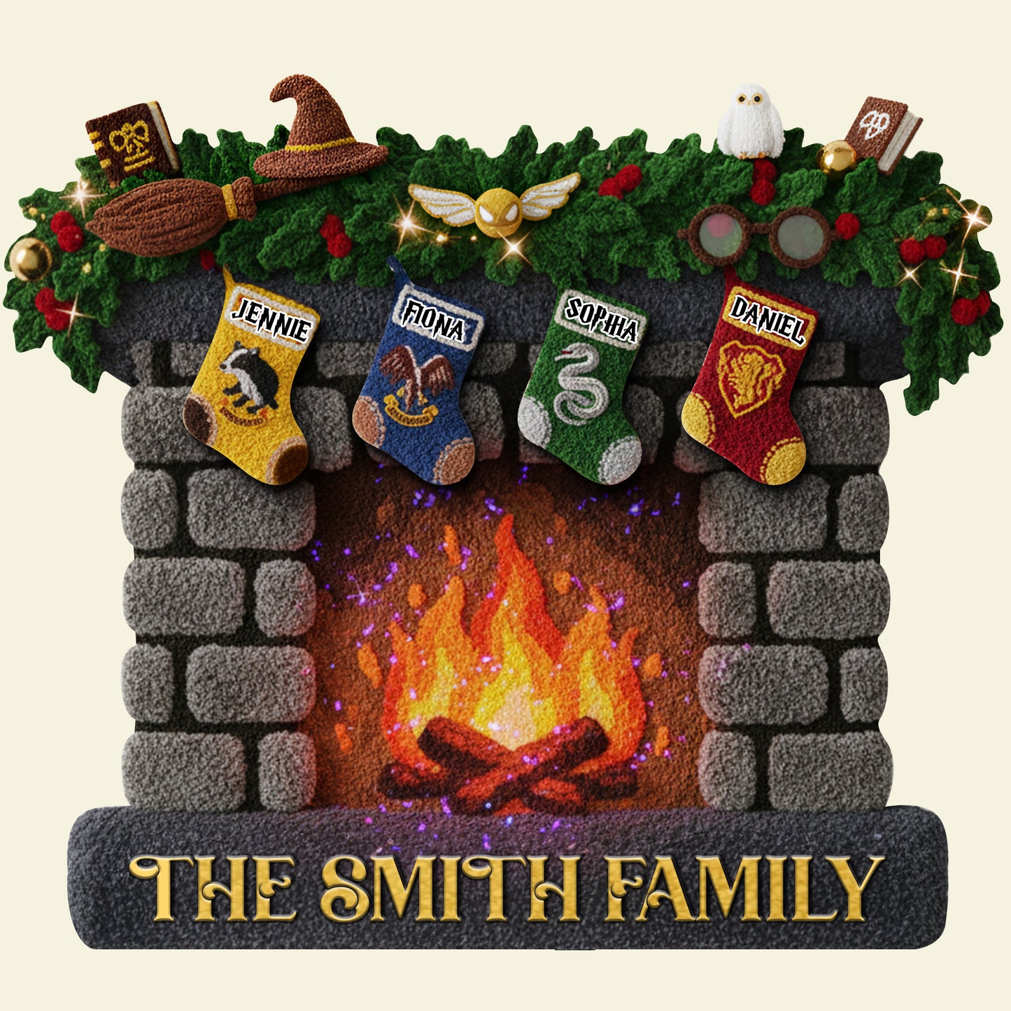 Hanging Stockings Fireplace Doormat - Personalized Gift For Family 01TOLU300925