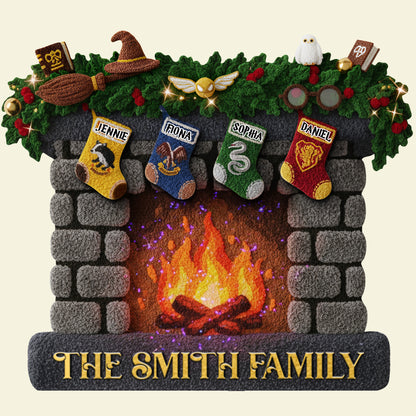 Hanging Stockings Fireplace Doormat - Personalized Gift For Family 01TOLU300925