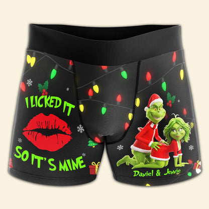 Mischief Green  Couple Boxers - Personalized Christmas Gifts For Him 03NALU120925