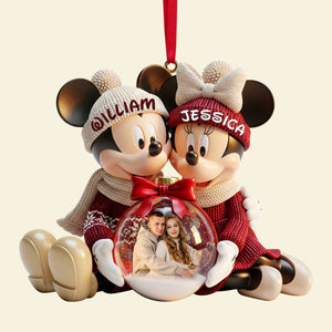 Snowy Embrace Couple Ornament - Personalized Custom Photo Gift For Couples 04PGLU031125