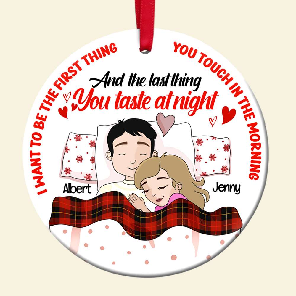 Personalized Gifts For Couples, Couple Slepping Ceramic Ornament 03OHLU091124HG - Ornament - GoDuckee