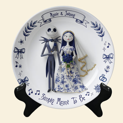 Simply Meant To Be Round Plate - Personalized Christmas Gift For Couple 04PGLU041025