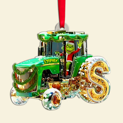 Green Tractor Initials Ornament - Personalized Christmas Gifts For Tractor Lovers 01TGLU110925