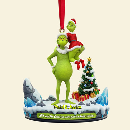 Hugging Green Monster Couple Ornament - Personalized Christmas Gift For Couples 01OHLU180925