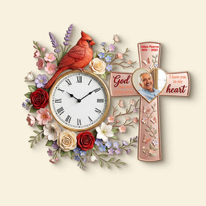 Cardinal Memorial Custom Photo Acrylic Clock - Personalized Gifts For Memorial 02kita060126