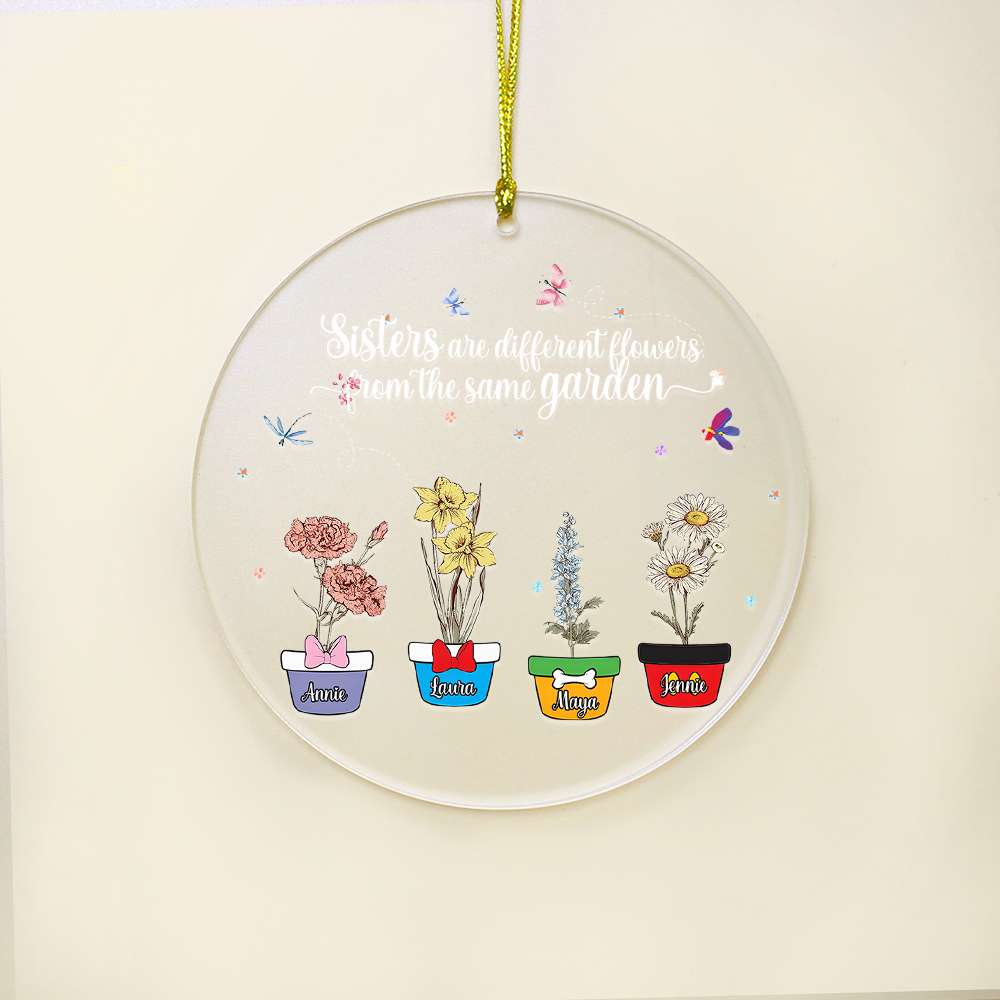 Personalized Gifts For Sisters, Christmas Ornament Sisters Are Different Flowers 01KALU301024 - Ornament - GoDuckee