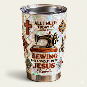 Sewing With Faith 20oz Tumbler - Personalized Gifts For Sewing Lovers 01pata291225