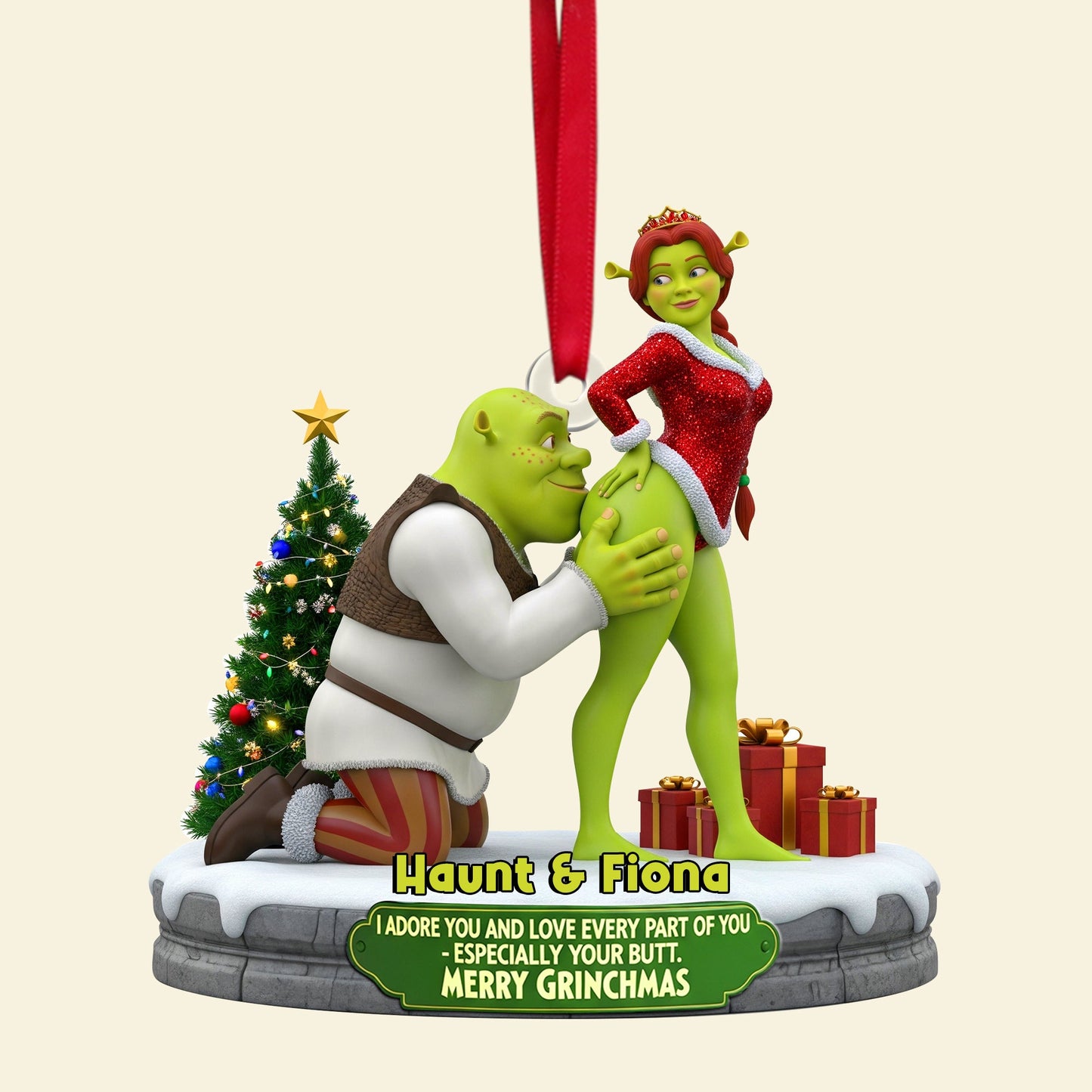 Cheeky Kisses Couple Ornament - Personalized Christmas Gifts For Couple 04OHLU120925