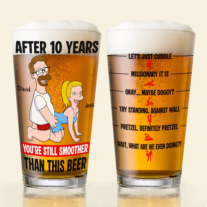 Playful Couple Beer Glass - Personalized Anniversary Gifts For Couples 02NALU140625