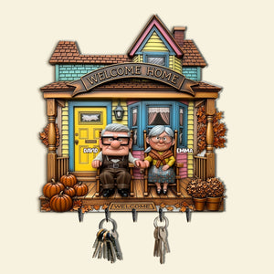 Welcome Old Couple Home Wood Key Hanger - Personalized Gifts For Couple 03TGLU300825