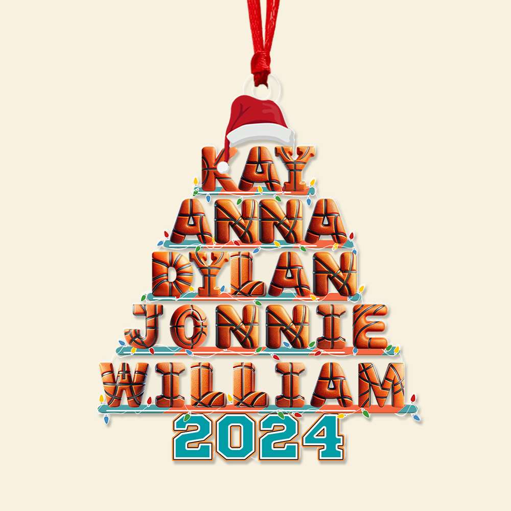 Custom Alphabet Letter Gifts For Family Love Basketball, Christmas Acrylic Ornament 02XQLU221024 - Ornament - GoDuckee