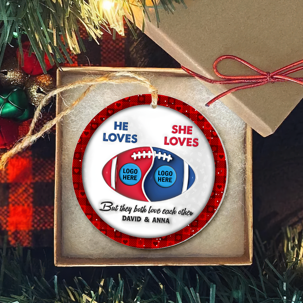 American Football Couple Ornaments With Custom Team Logo - House Divided 02hupu250924