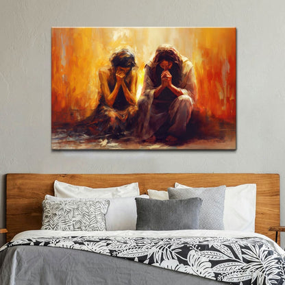 Women and Jesus Praying Canvas Print 02acxa250425- Gift For Jesus Lover 02acxa250425