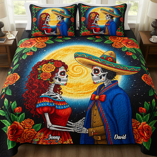 Personalized Skeleton Quilt Bed Set Special Line – Personalized Gifts For Couple 05patn090825